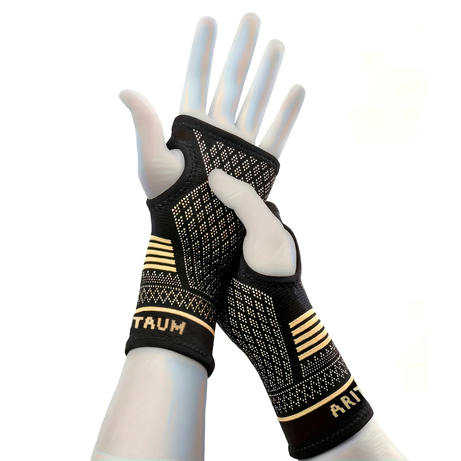 Copper-colored breathable wrist compression sleeves, unisex support brace for sports, fitness and typing
