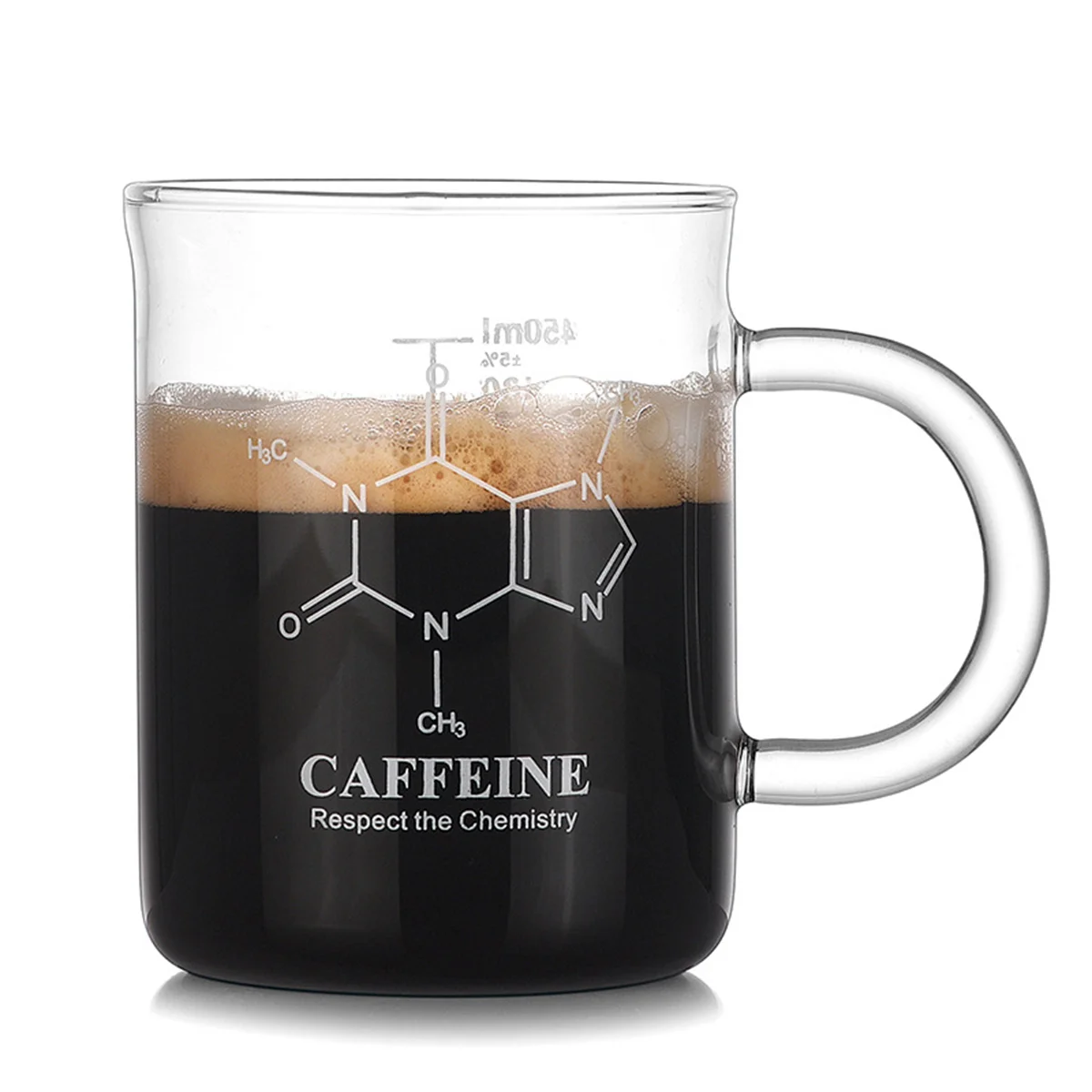1 Pcs Transparent Tape with High Borosilicate Glass Cup, Coffee Cup, Coffee Sharing Cup with Scale Identification