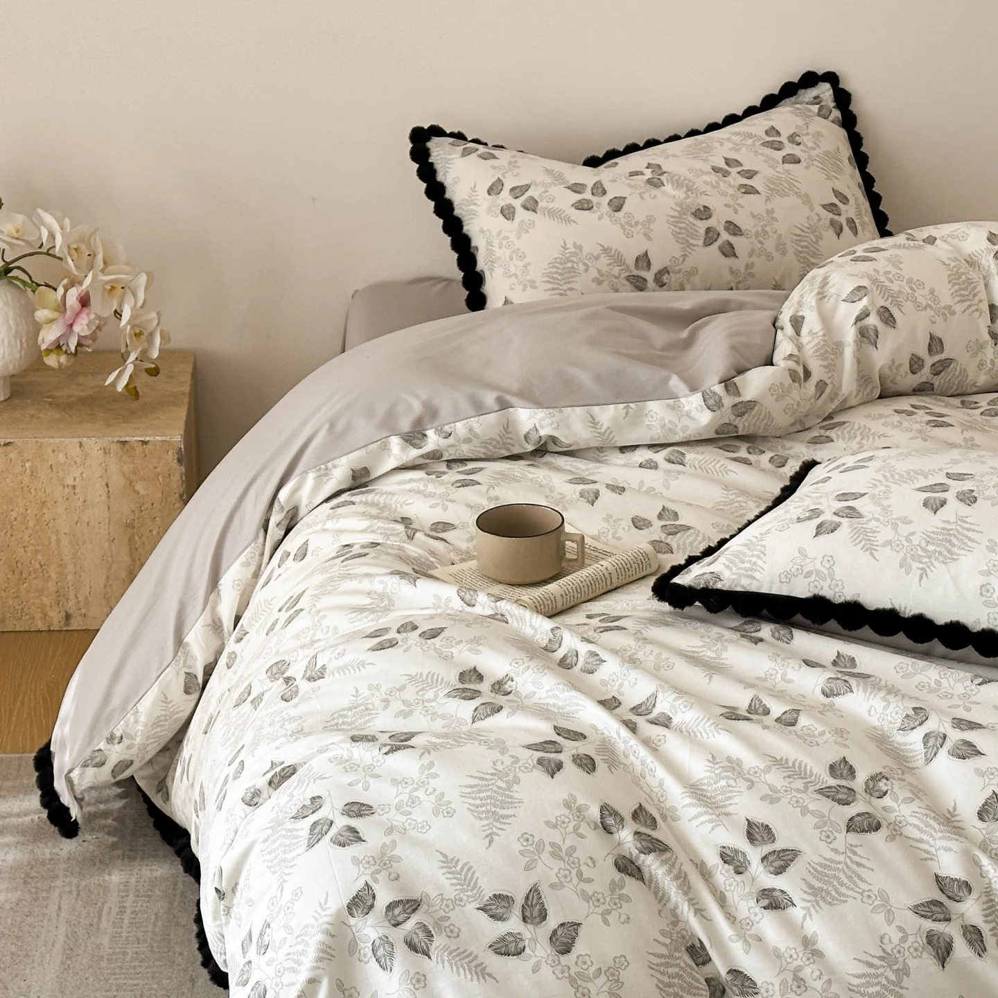 100 Cotton Duvet Cover Set with Bed Sheet and Fitted Sheet