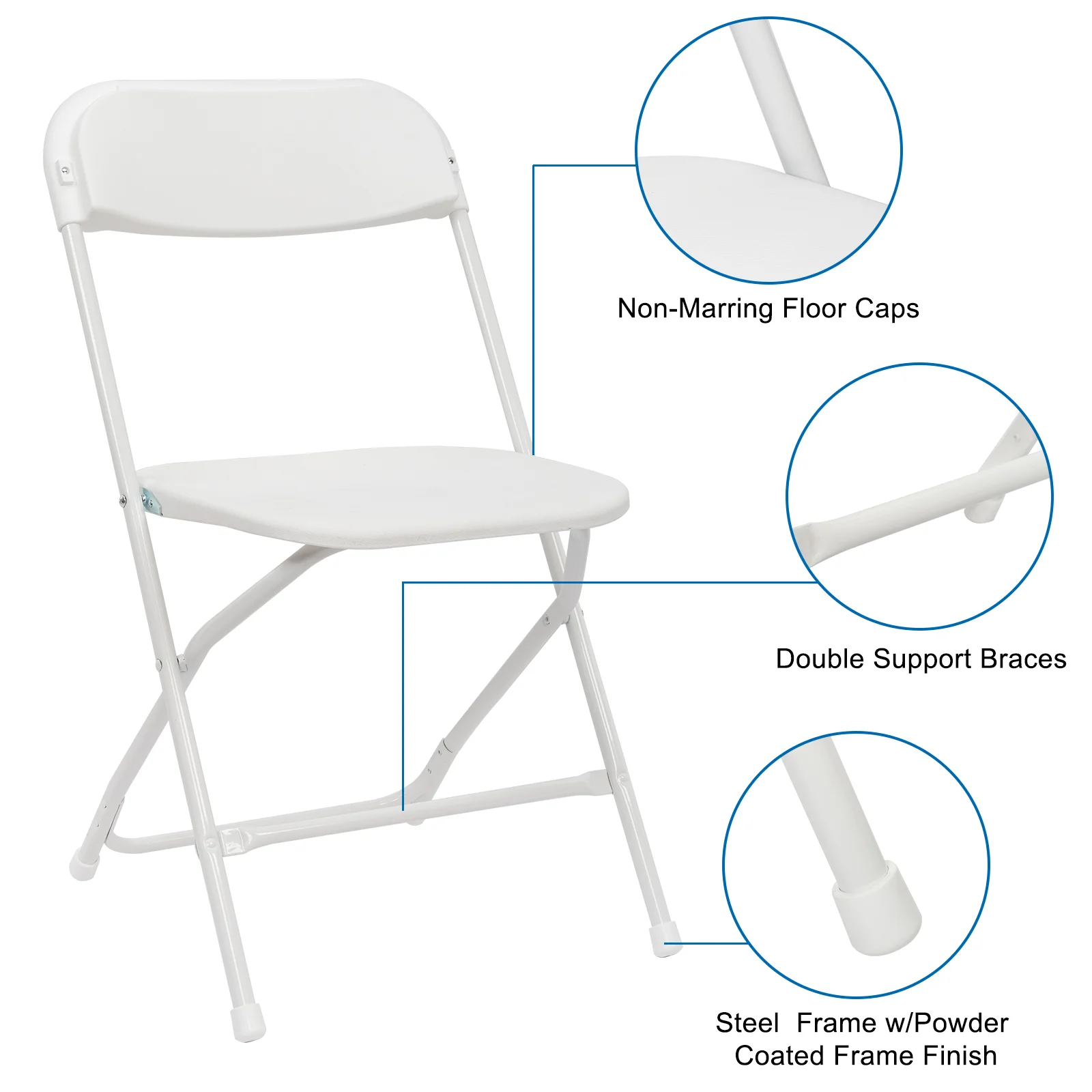10pcs Injection Molded Classic White Courtyard Plastic Folding Chair