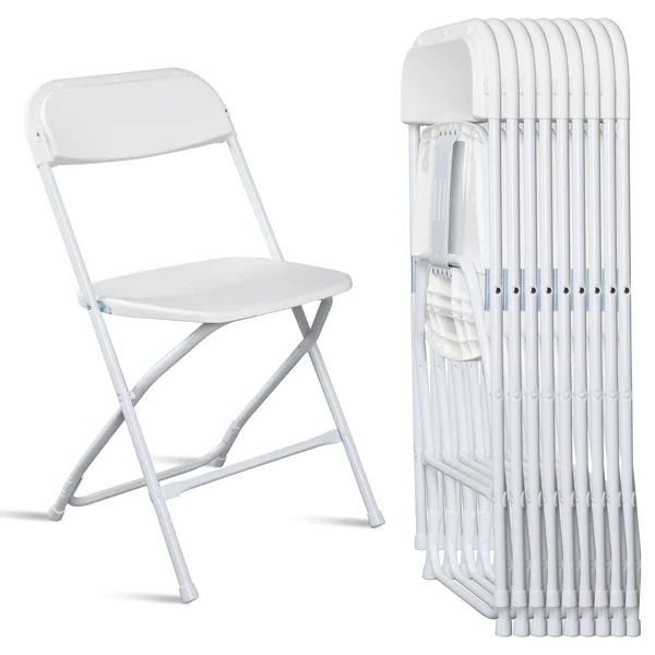 10pcs White, Plastic Folding Chair