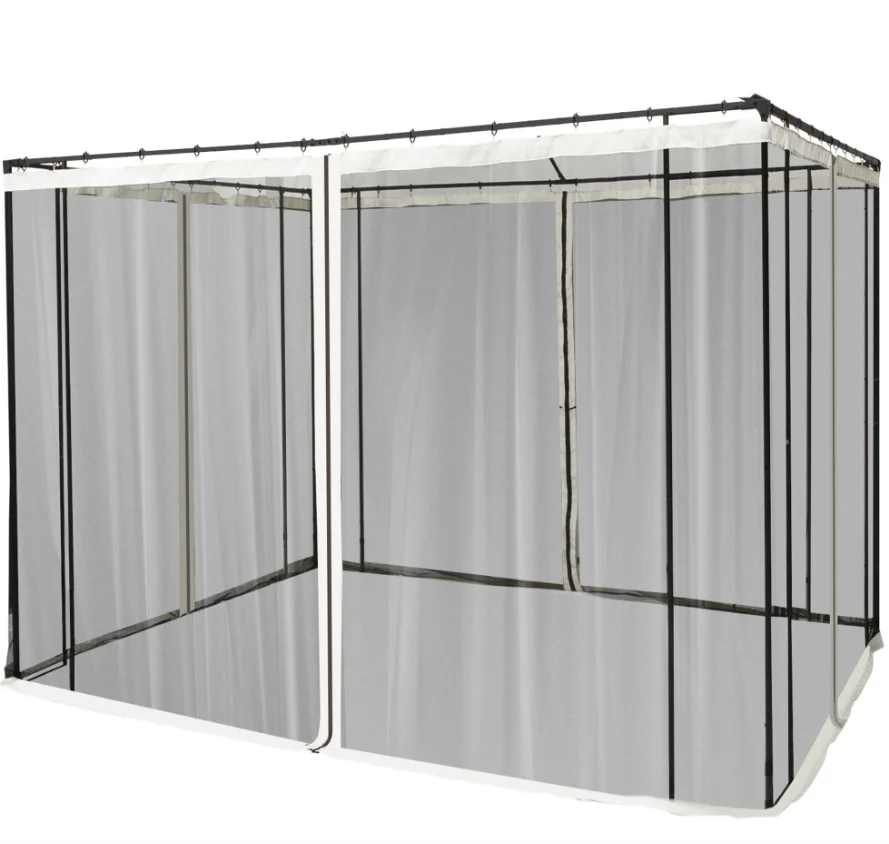 10x10 Gazebo with Netting, Canopy Tents with Zippers, Black Rings, High-quality Polyester, Washable, Sidewall Only Black