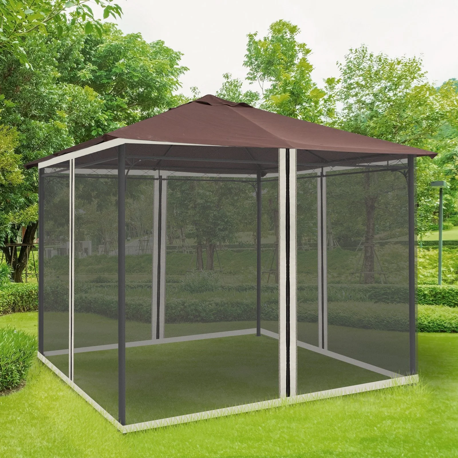 10x10 Gazebo with Netting, Canopy Tents with Zippers, Black Rings, High-quality Polyester, Washable, Sidewall Only Black