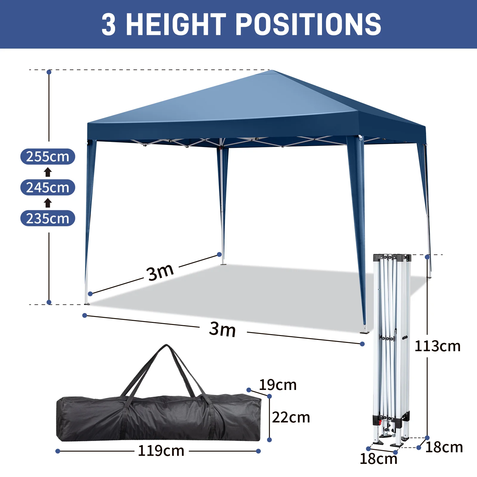 10x10ft Blue 4 Sided -2 Doors and 2 Windows Folding Shed