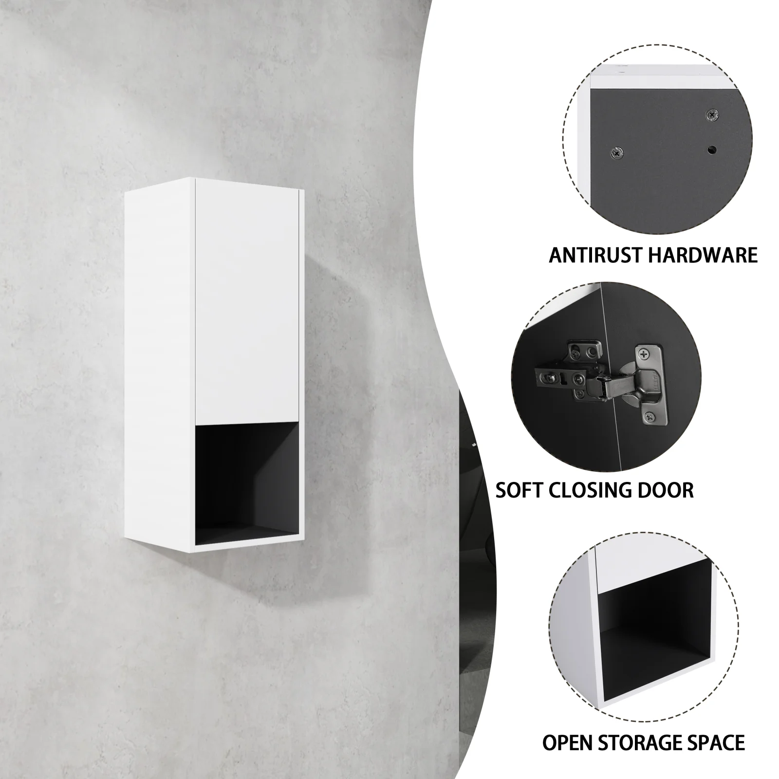 12 Bathroom Side Cabinet Soft Close Doors Float Mounting Design Kd- Packing