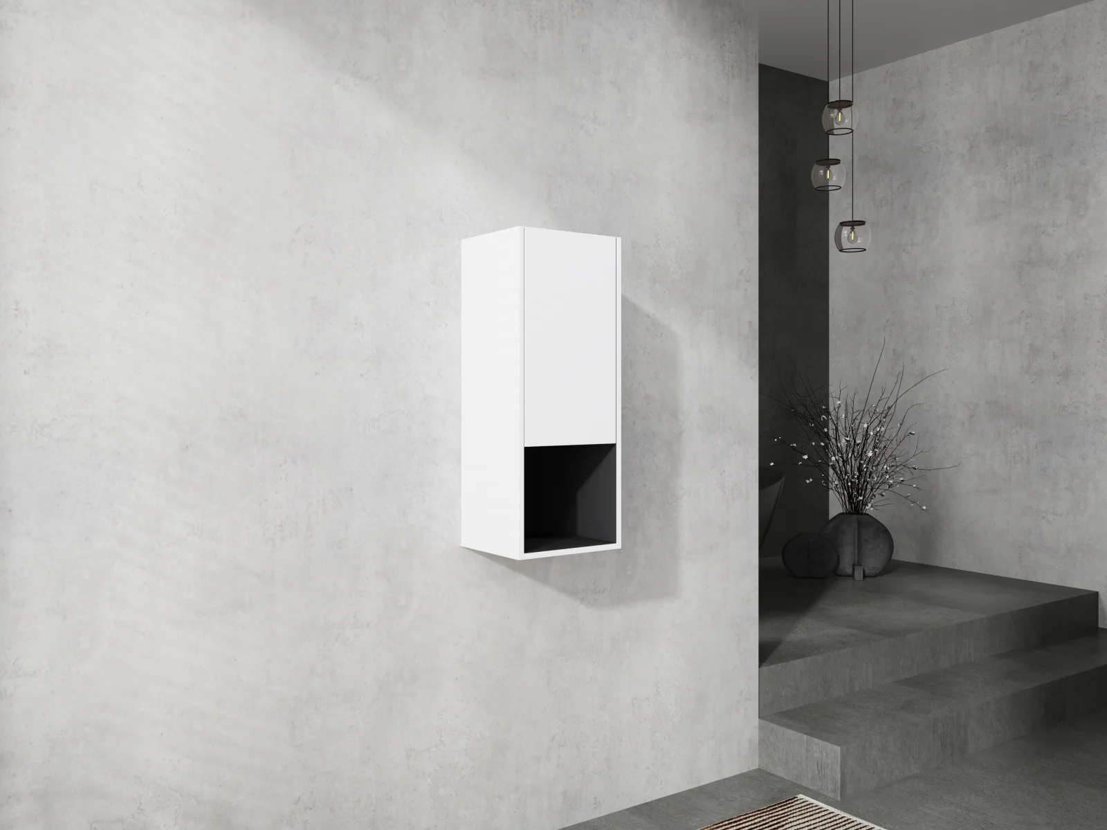 12 Bathroom Side Cabinet Soft Close Doors Float Mounting Design Kd- Packing