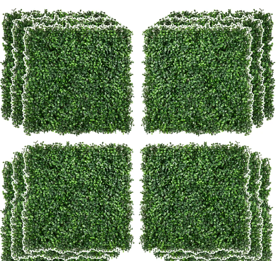 12-Piece Light Green Artificial Grass Tiles, 19.75 Inch Square, Soft Faux Lawn with Water Drainage