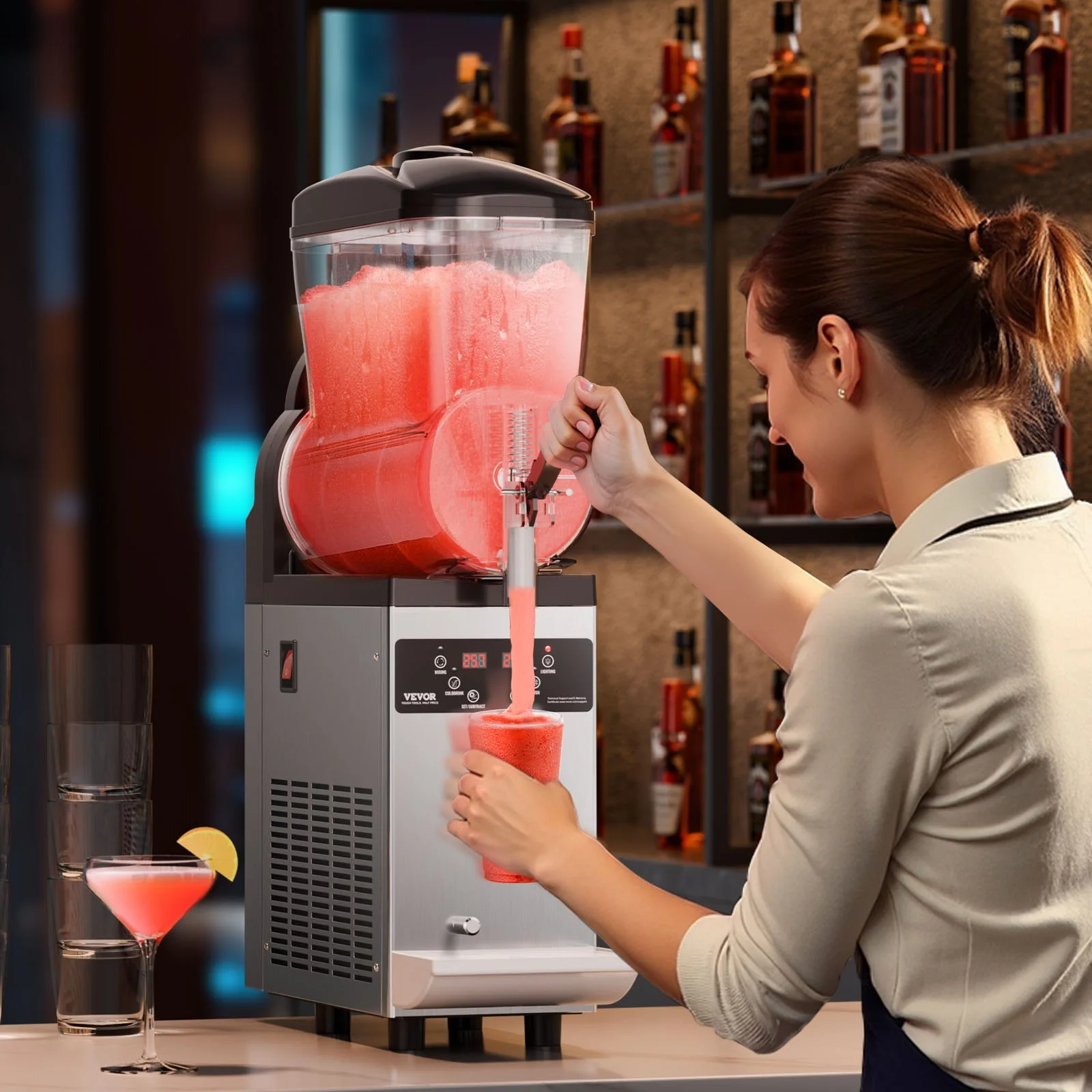 12L Commercial Slushy Machine for Juices, Margaritas & Smoothies with Adjustable Temp