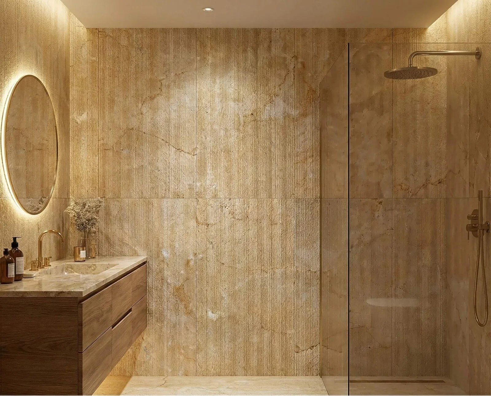 12x24 Inch Gold Yellow Beige Natural Marble, for Wall, Fs Textured Finished, 3d Fluted Marble, Natural Stone