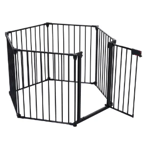 150 Adjustable Safety Gate 6 Panels Play Yard Metal Doorways Fireplace Fence Christmas Tree Fence Gate for House Stairs Gate Prohibited Area Fence
