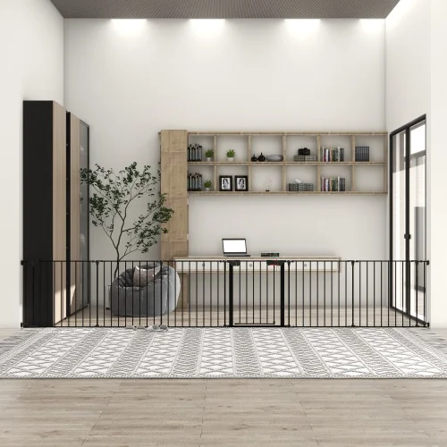 150 Adjustable Safety Gate 6 Panels Play Yard Metal Doorways Fireplace Fence Christmas Tree Fence Gate for House Stairs Gate Prohibited Area Fence