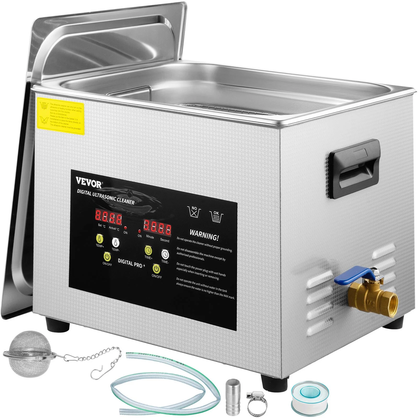 15l Upgraded Ultrasonic Cleaner 600w Heater,360w Ultrasonic Professional Digital Lab Ultrasonic Parts Cleaner with Heater Timer for Glass Dental Instruments Cleaning