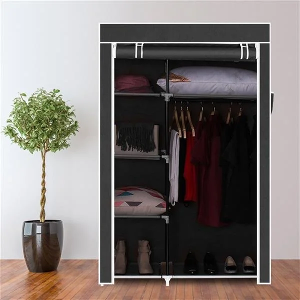 16 Tube Non-woven Fabric Wardrobe with 4 Layers and 6 Compartments