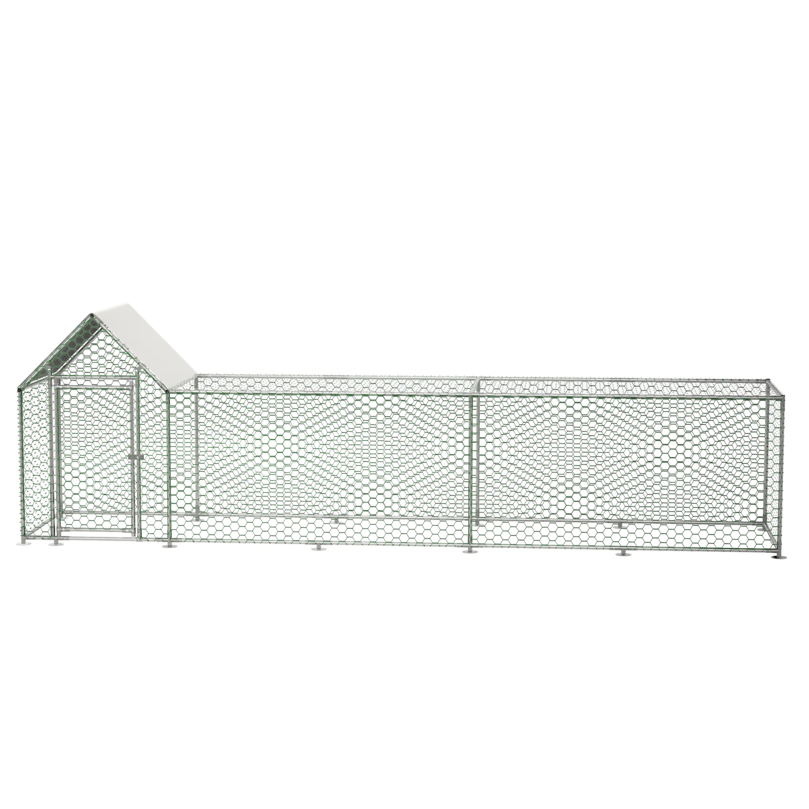 16x3ft Metal Chicken Coop Run Hen House Poultry Habitat Cage W Cover