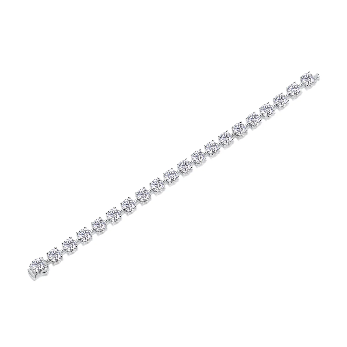 Moissanite Sparkle S925 Silver Bracelet with 0.3‑0.5 Carat Stones, 16.5 cm Length