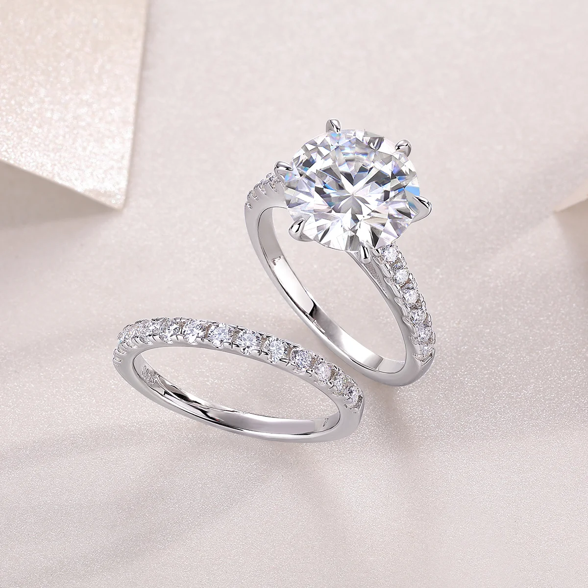 Large Moissanite Diamond Ring Set in S925 Silver, 5‑Carat Stone, US Sizes 5‑9