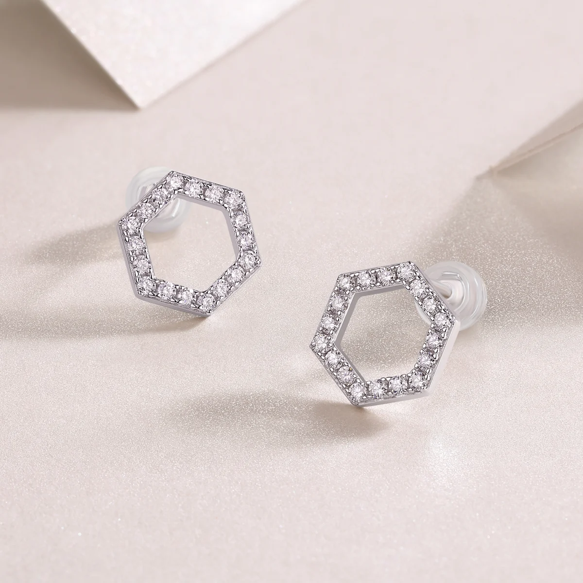 Moissanite Sparkle Stud Earrings in S925 Sterling Silver with Platinum Plating
