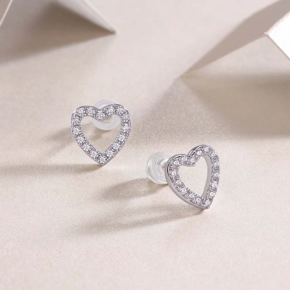Moissanite Stud Earrings in S925 Sterling Silver with Platinum Plating, Trendy Small Sparkle