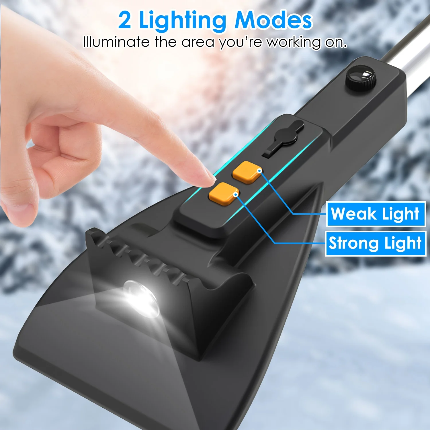 1pc 3 in 1 Car Snow Removal Shovel with Lights Car Snow Removal Tool Telescopic Windshield Ice Scraper Snow Brush Shovel