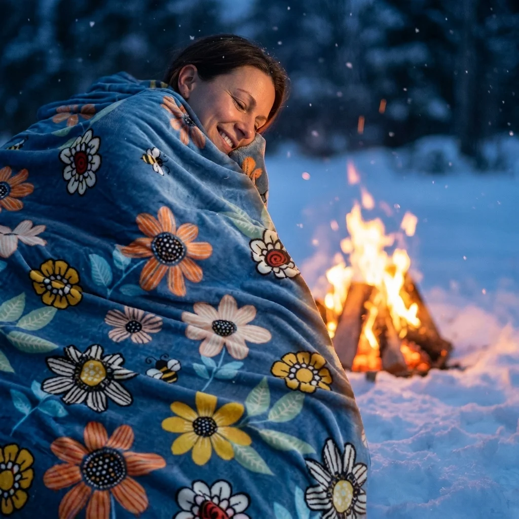 1pc Soft Fleece Throw Blanket, Lightweight Warm Plush Blanket for Camping Sofa Bedroom
