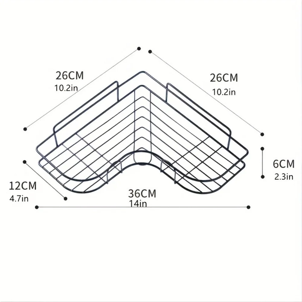 1pc Wall Mounted Bathroom Shelf, Shower Caddy Rack, No Punching Triangle Storage Rack for Bathroom Kitchen, Bathroom Accessories