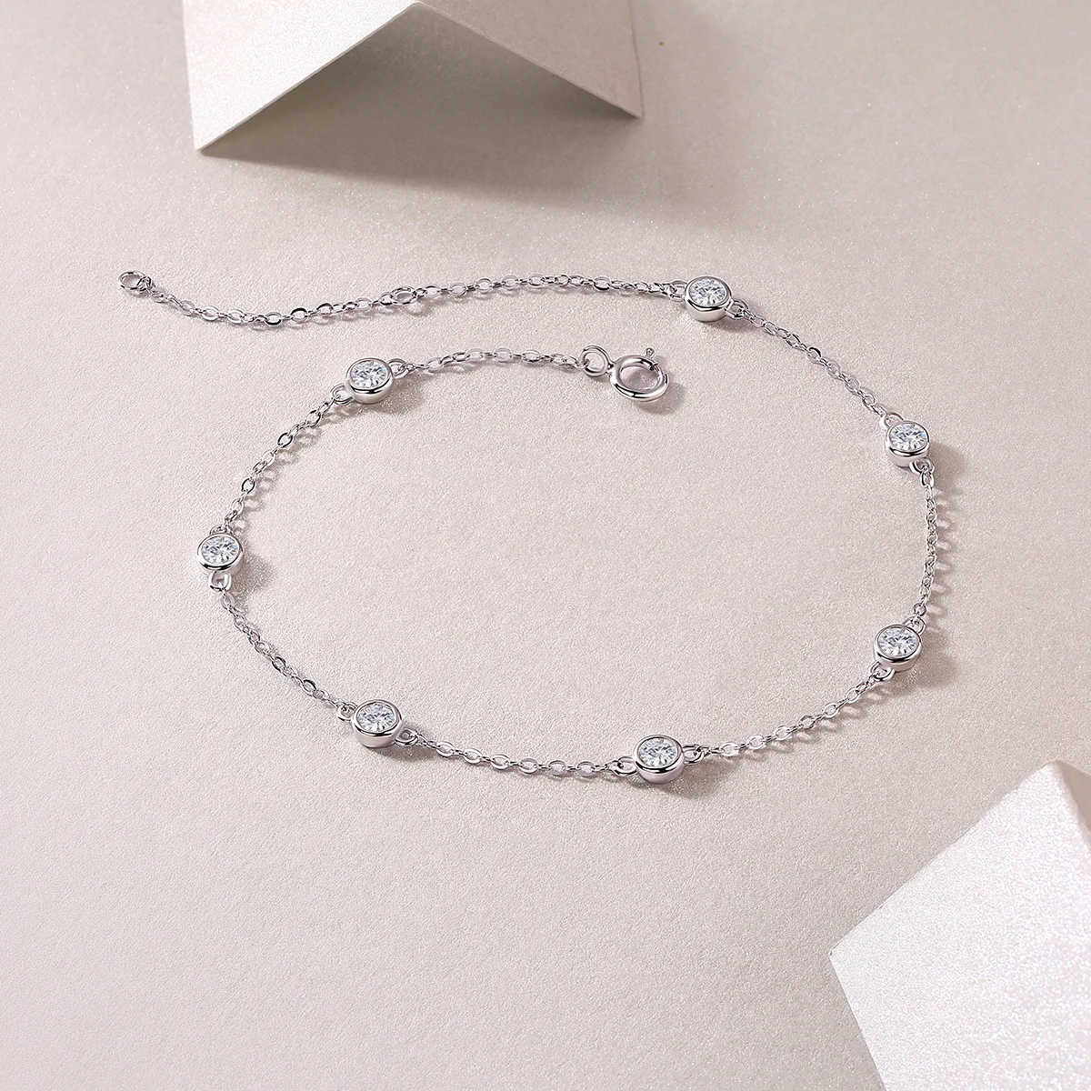 Luxury S925 Silver Bracelet with Tiny Moissanite Diamond‑Look Stones