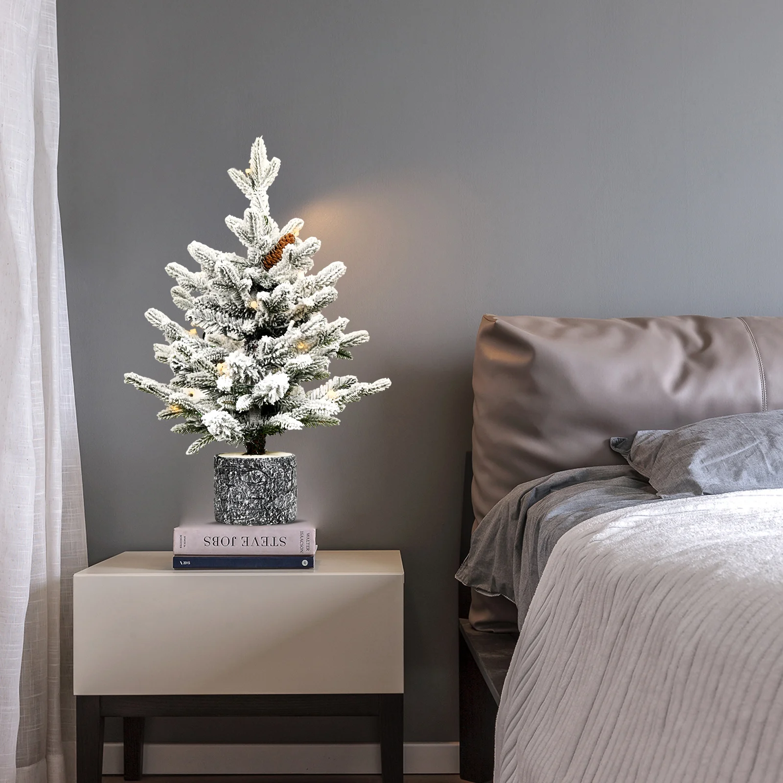 2,3,4,5,6ft Pe Pvc Decorated Flocking Basin Tree Artificial Christmas Tree