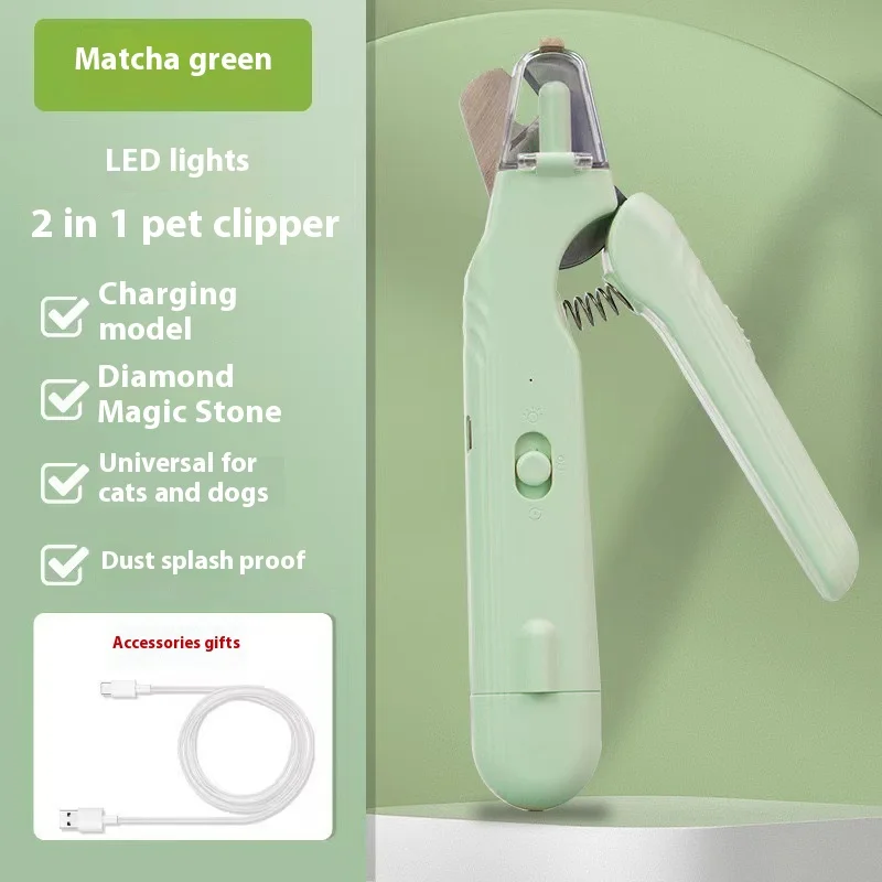 2 in 1 Pet Nail Clippers with Led Light Dog Cat Special Blood Line Scissors Multifunction Animals Paw Nail Trimmer Pet Supplies