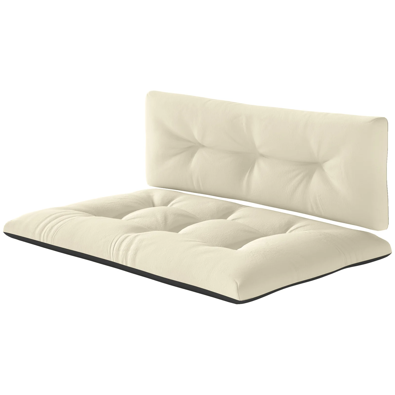 2 Seater Pallet Cushions Outdoor 3.9 Thick Replacement Cushions - Tufted Design for Garden, Patio, Cream White