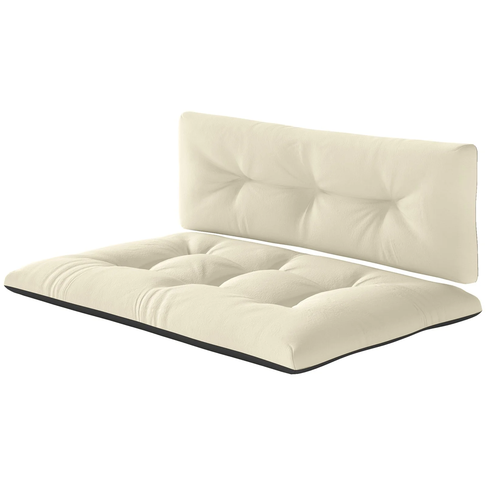 2 Seater Pallet Cushions Outdoor 3.9 Thick Replacement Cushions - Tufted Design for Garden, Patio, Cream White