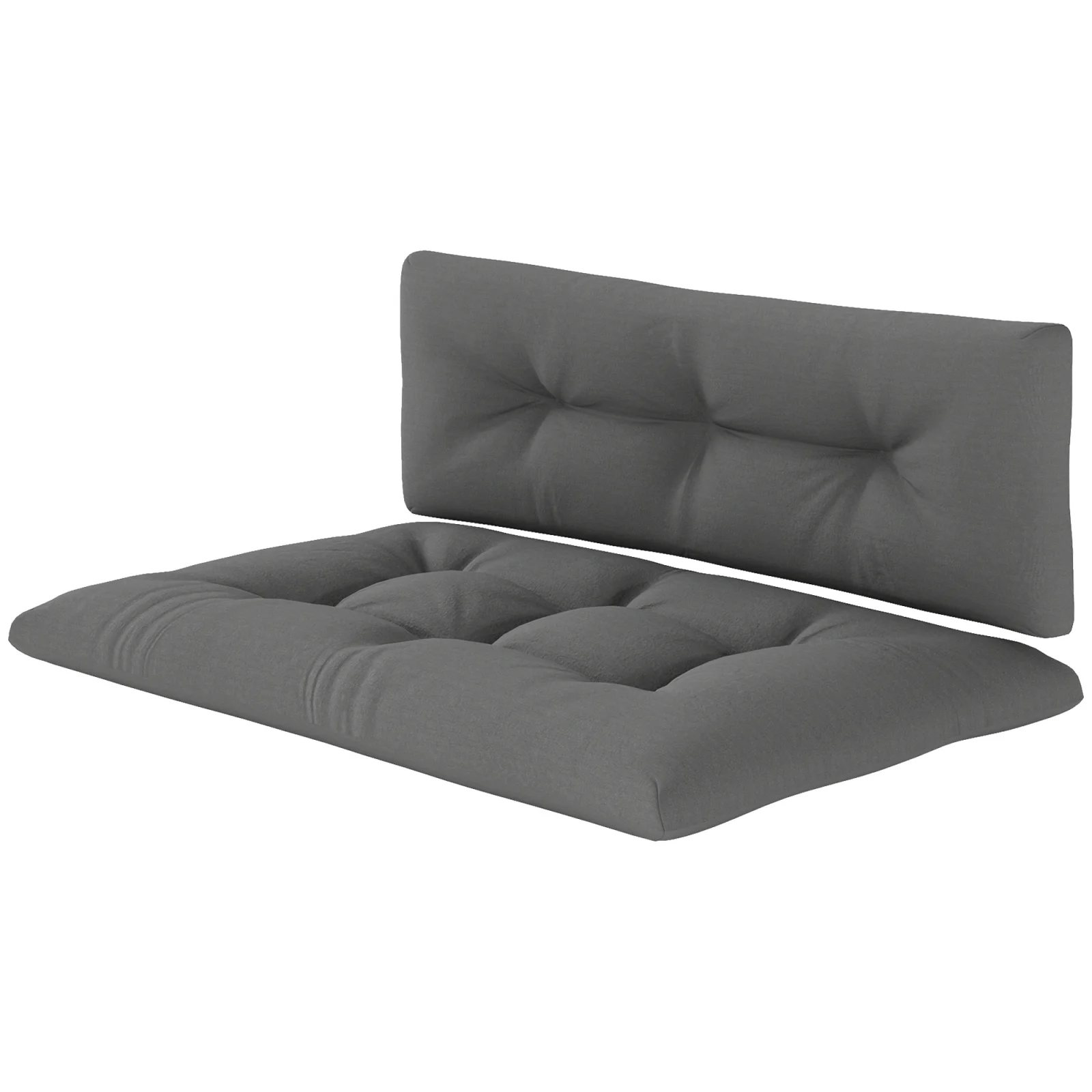 2 Seater Pallet Cushions Outdoor 3.9 Thick Replacement Cushions - Tufted Design for Garden, Patio, Dark Gray