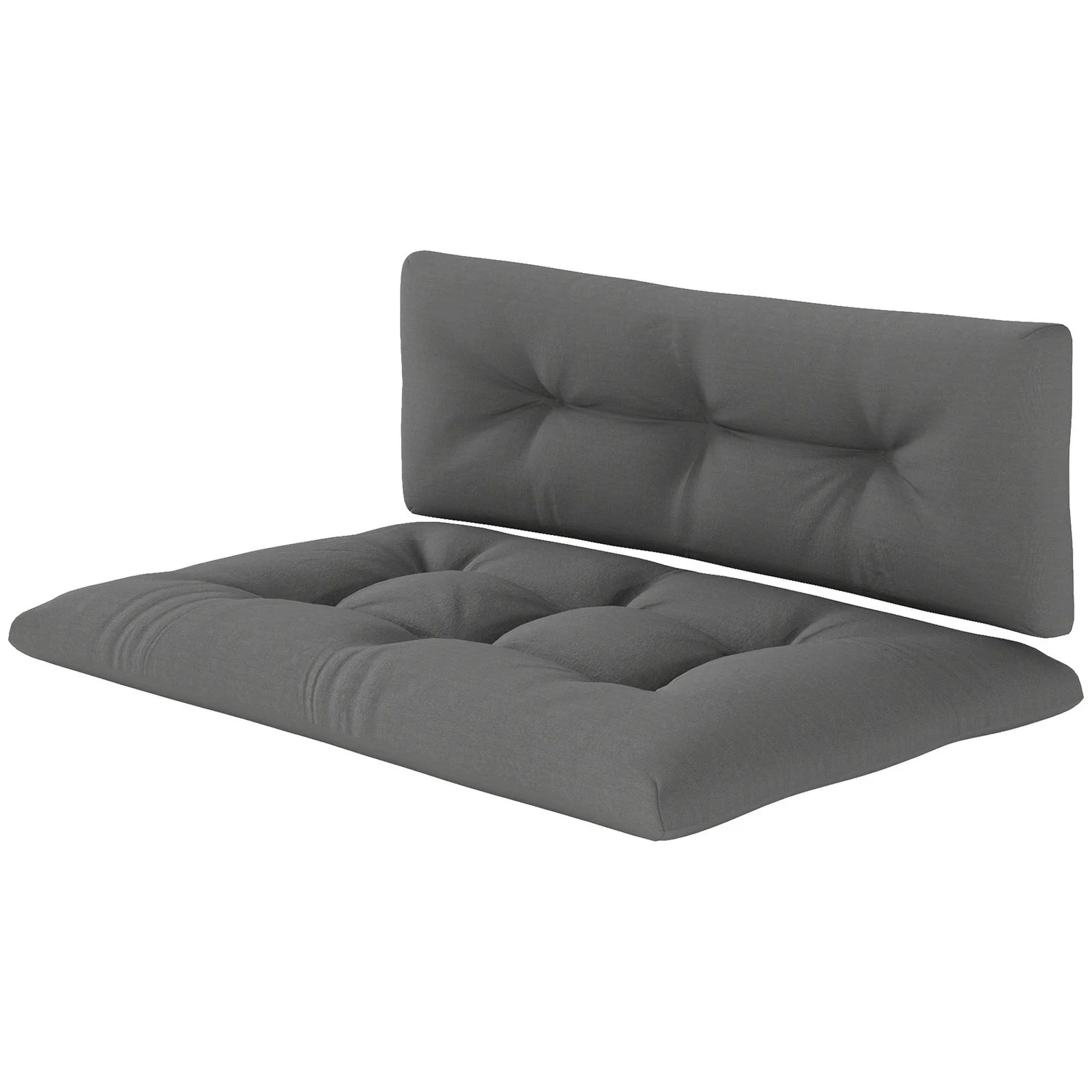 2 Seater Pallet Cushions Outdoor 3.9 Thick Replacement Cushions - Tufted Design for Garden, Patio, Dark Gray
