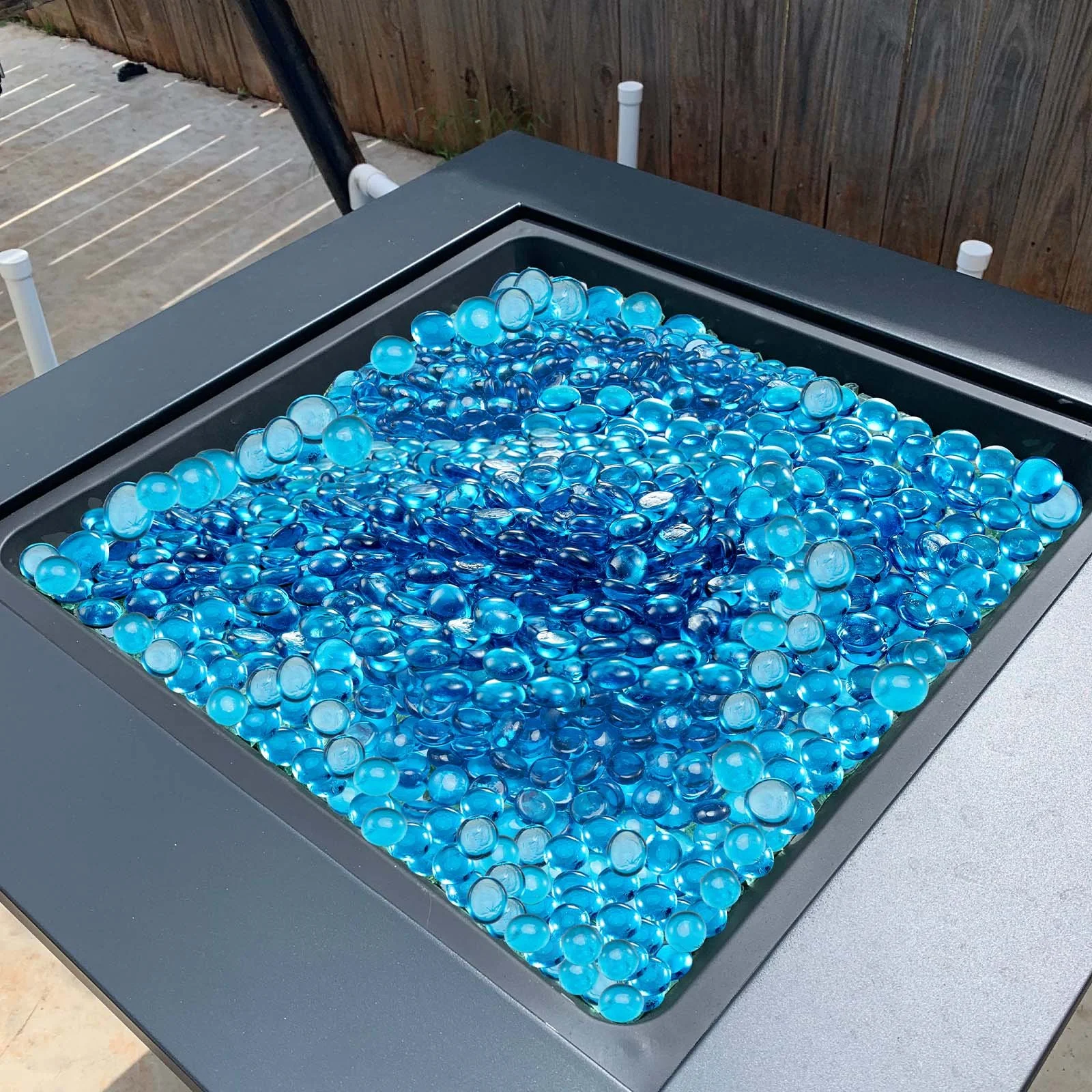 Caribbean Blue Fire Pit Glass Beads 20 lbs 3/4 Inch Flat Round