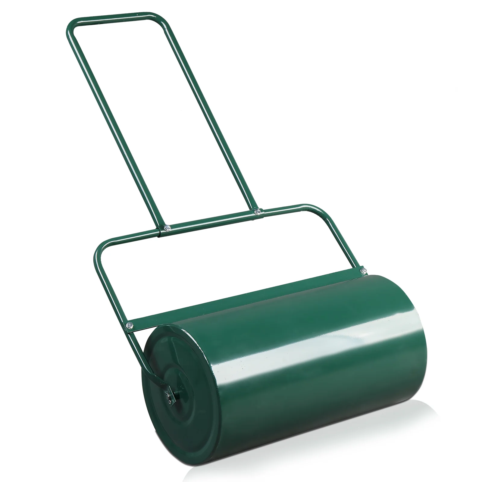 24 Inch Green Steel Lawn Roller Cylindrical Garden Tool for Flattening Soil