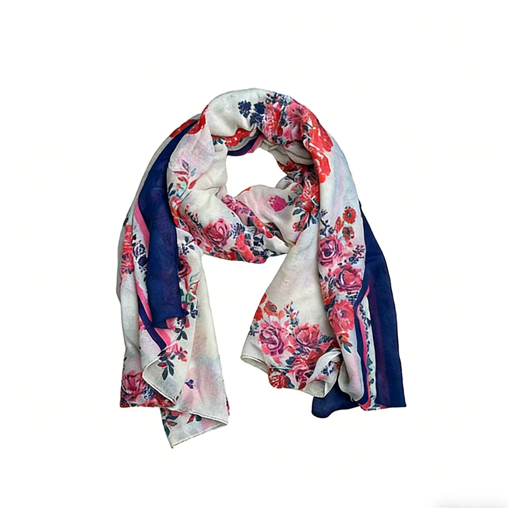 Extra Long Floral Wrap Scarf – Lightweight Viscose Chic Design