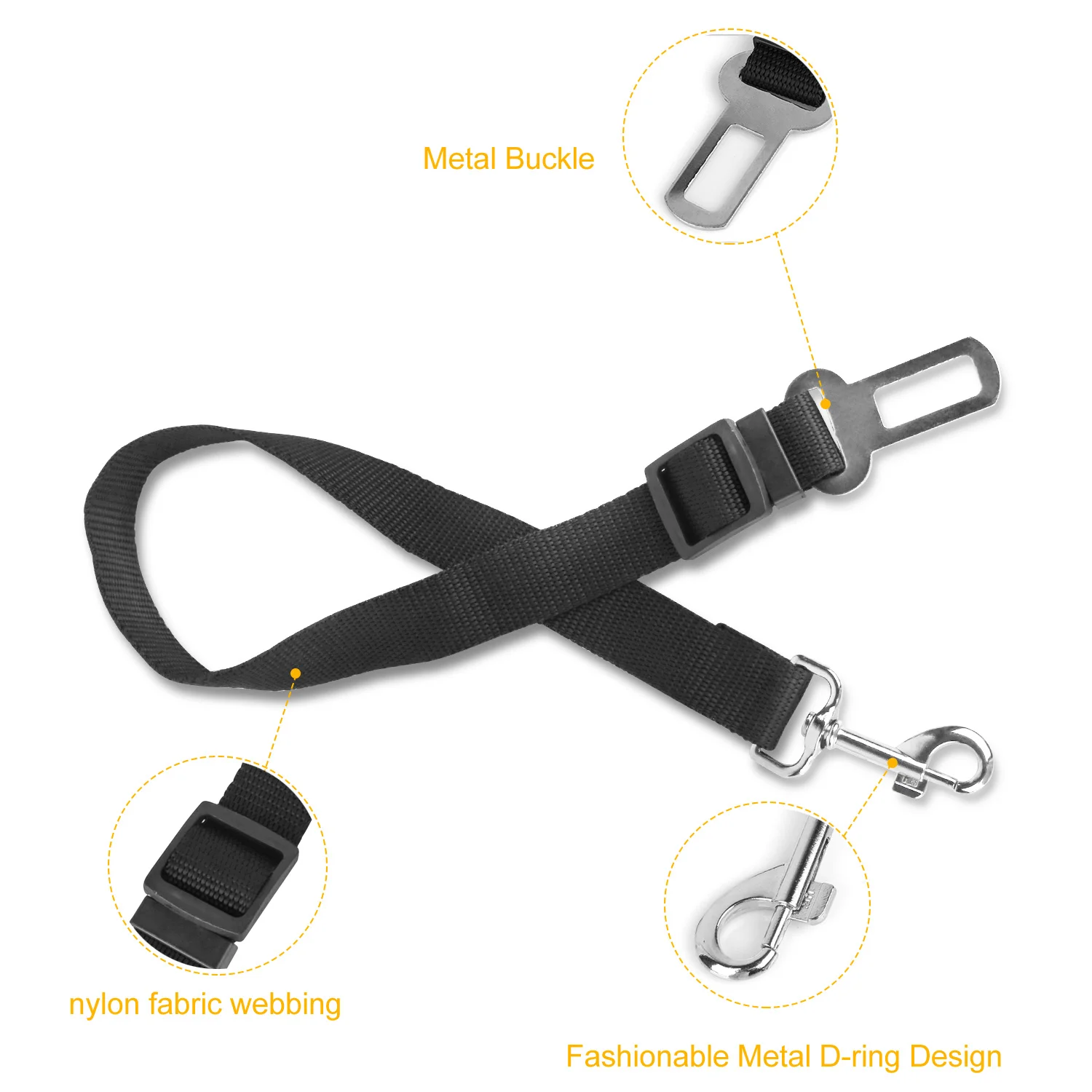 2pcs Pet Dog Seat Belt Leash Adjustable Pet Dog Cat Safety Leads Harness Car Vehicle Nylon Fabric Seatbelt Strap