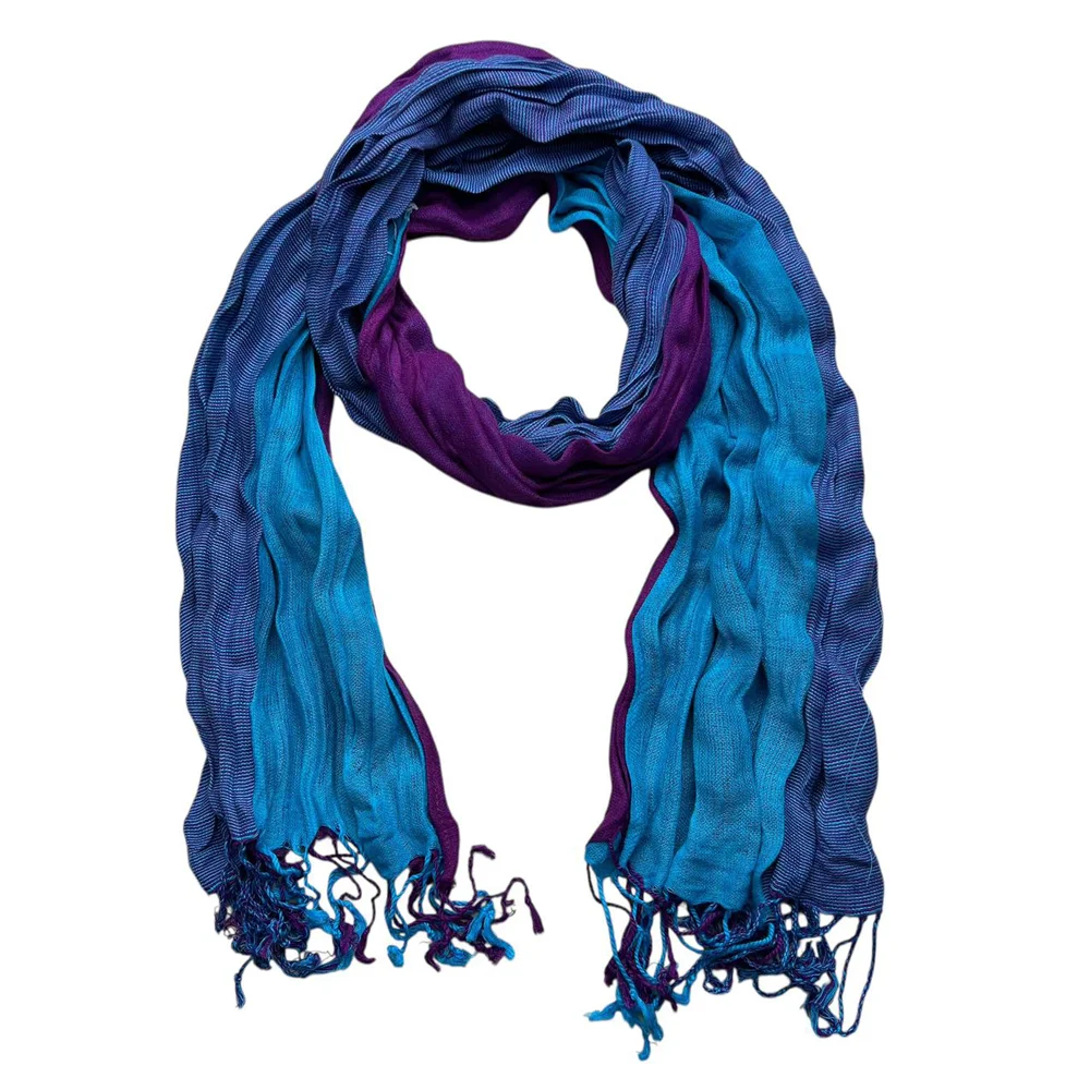 Sky blue crinkled scarf set of 2, soft viscose wrap for casual and office wear