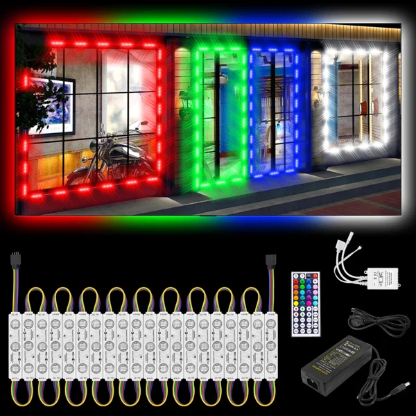 3‑LED RGB injection molding module with dual‑end interface, IP65 waterproof, 12V SMD 5050 light