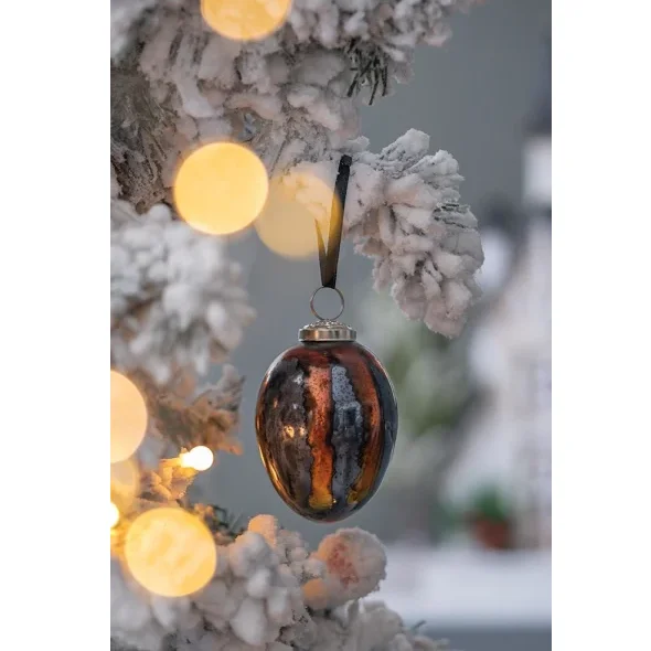 3 X 3 X 4.3 Egg Christmas Ball Ornament, Glass Decorative Hanging Ball Christmas Tree Ornaments for Holiday Party Decorations, Set of 6