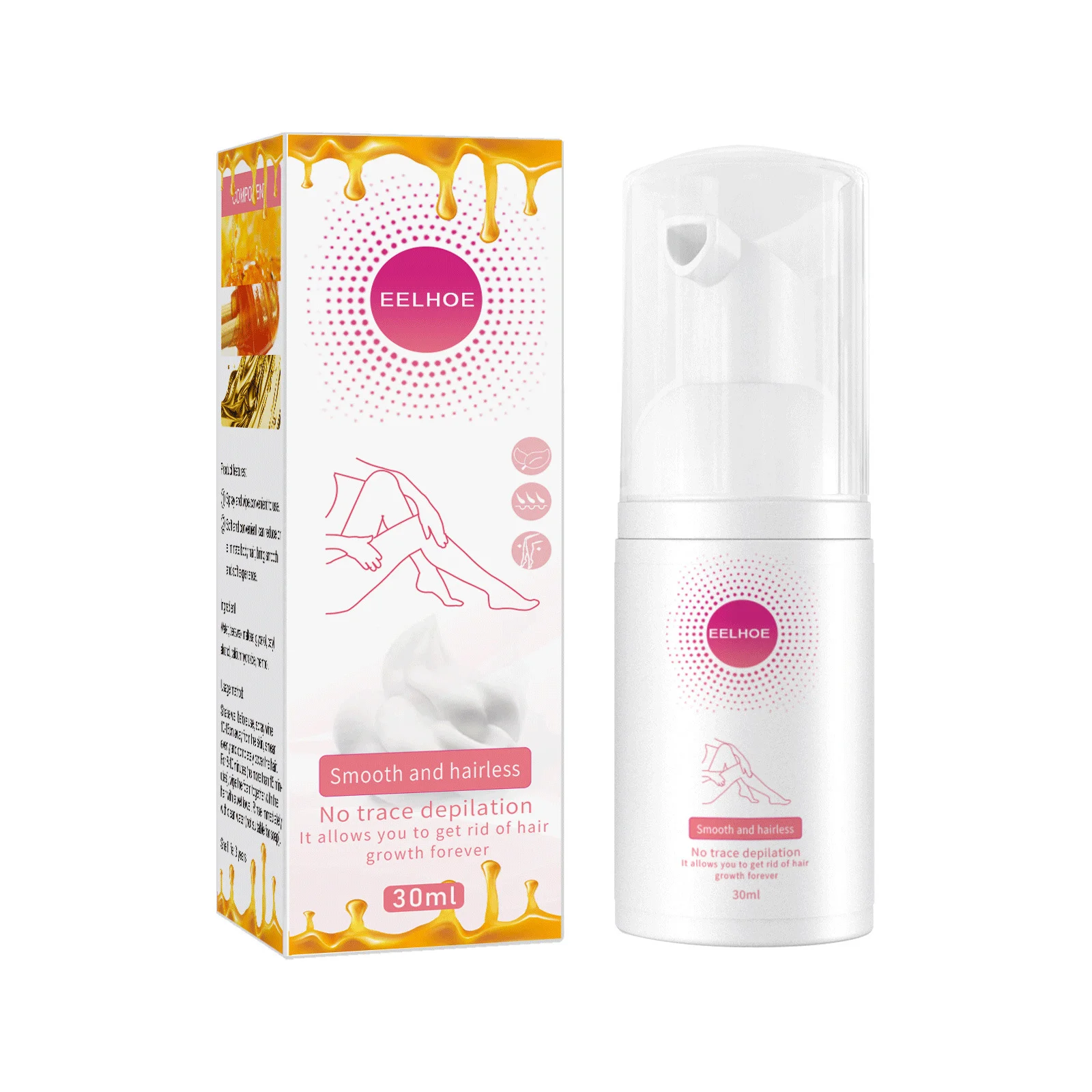 Gentle Hair Removal Spray Foam for Face, Legs, Armpits – 30ml & 100ml