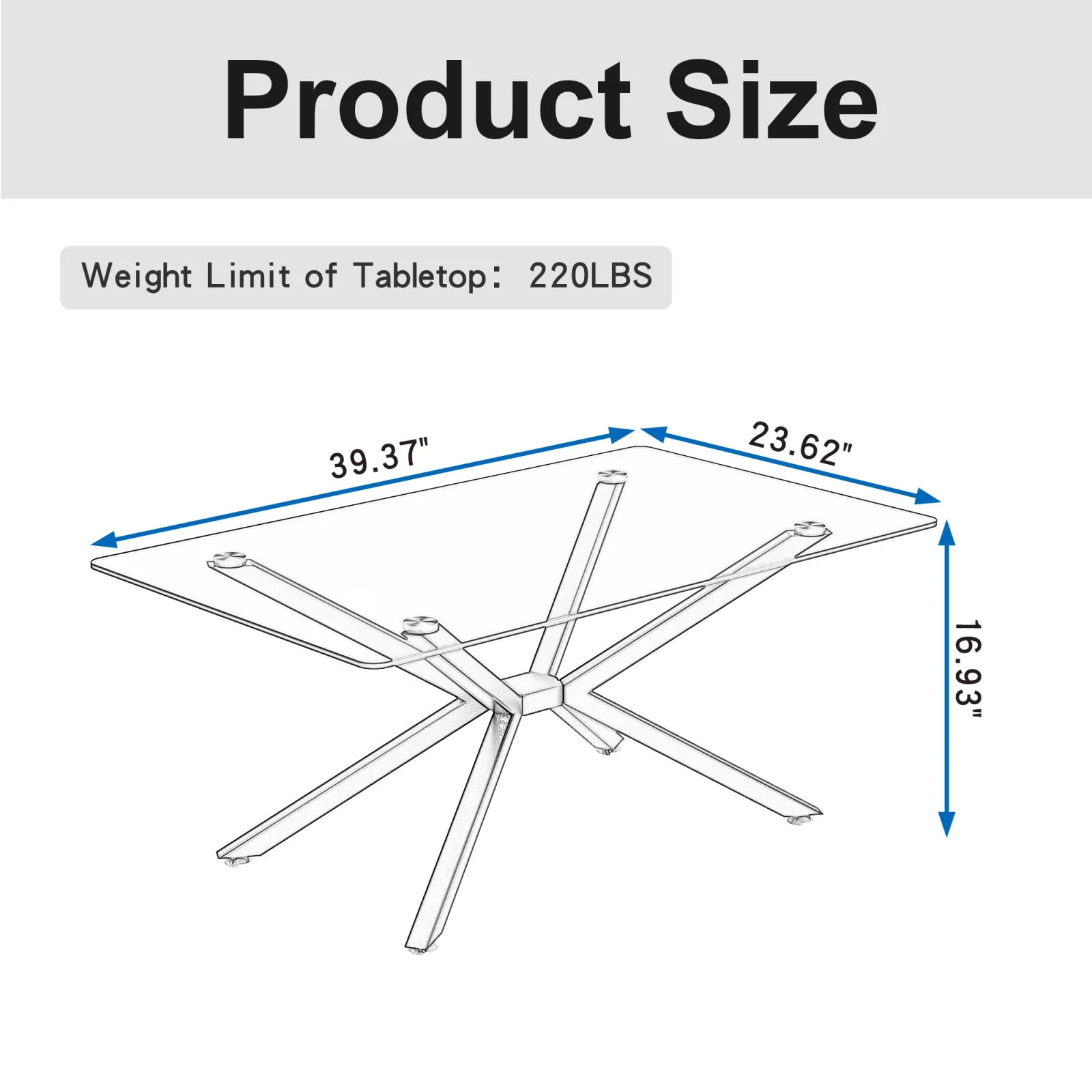 39.37 Rectangle Black Glass Coffee Table,stylish Design with Black Metal Legs, Coffee Table for Living Room