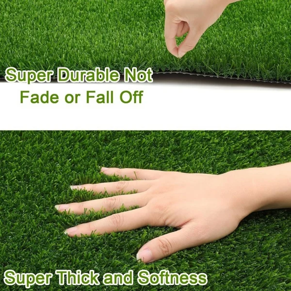 3ft x 16ft artificial turf mat with drainage holes, thick rubber-backed grass for pet play and garden décor