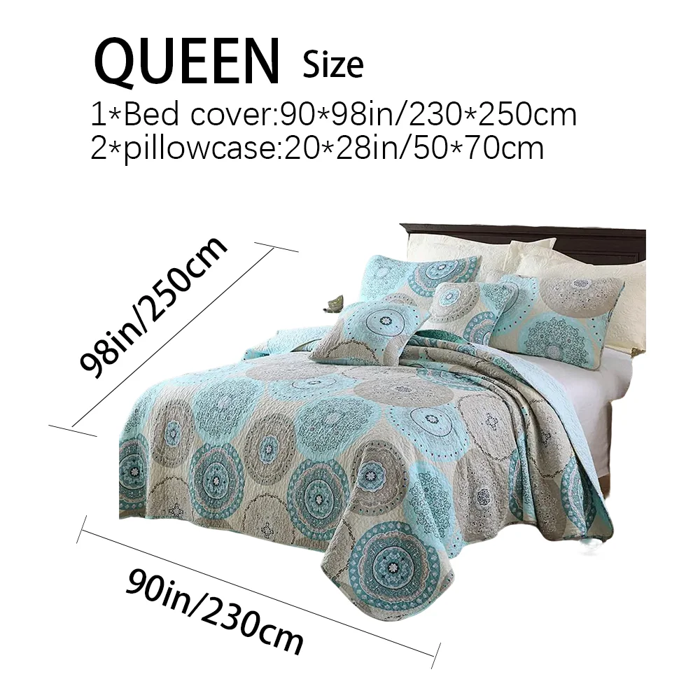 3piece Boho Mandala Quilted Bedspread Set Design Cotton Filled Quilting Technology Reversible Coverlet Skin-friendly Soft Breathable Non-slip Anti-wrinkle No Static Electricity All-season Queen King