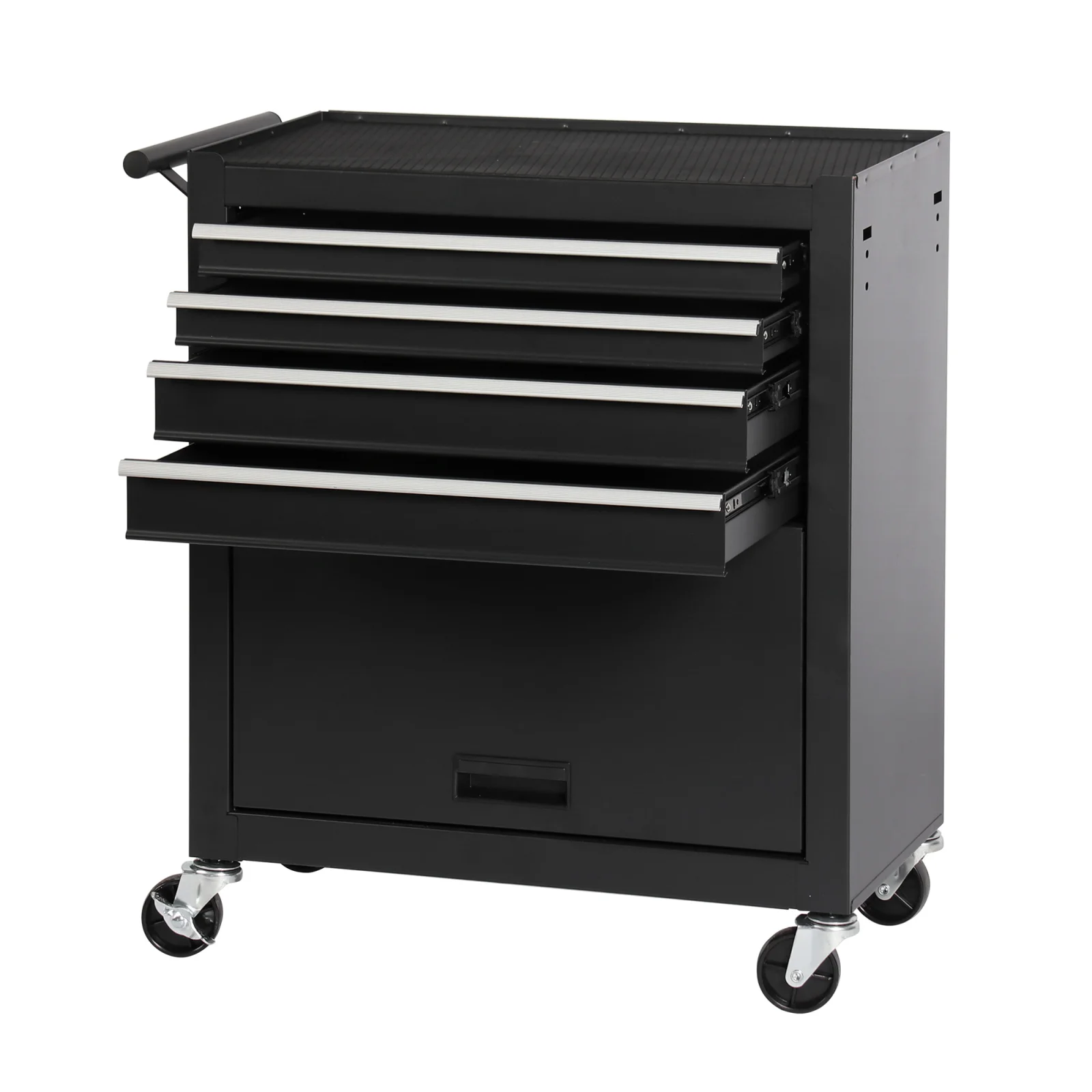 Black 4-Drawer Rolling Toolbox with Steel Frame and 4‑inch Casters