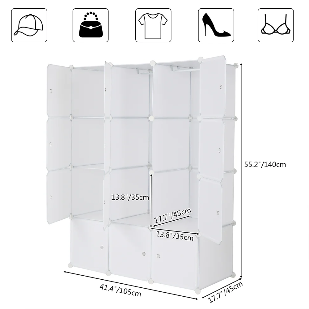 4-layer 12-compartment Rubik's Cube Wardrobe, Plastic, Can Be Freely Assembled Diy Style