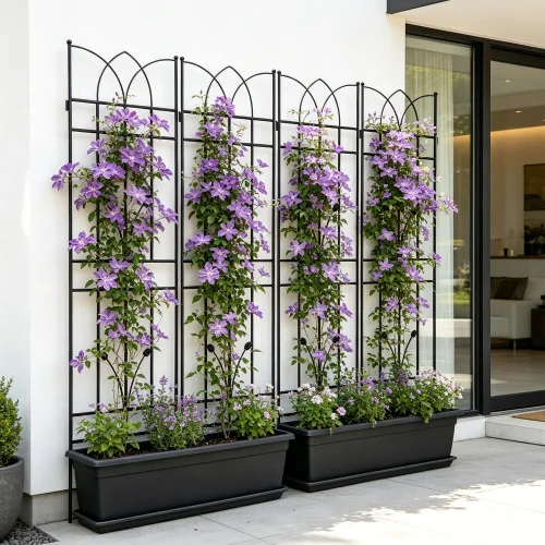 4 Pack Metal Garden Trellis 71 X 17.7 Rustproof Trellis for Climbing Plants Outdoor Flower Support Black