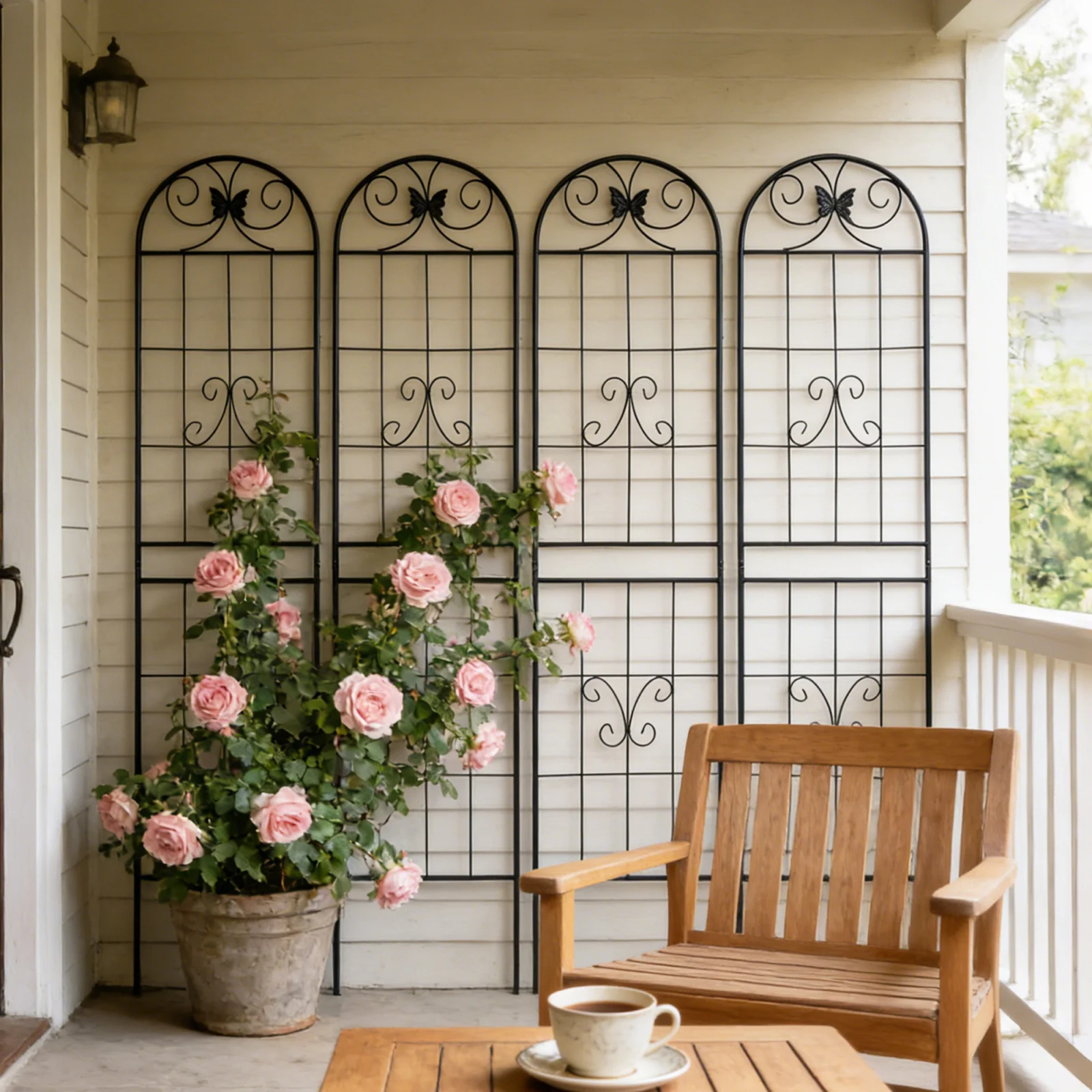 4 Pack Metal Garden Trellis 86.7 X 19.7 Rustproof Trellis for Climbing Plants Outdoor Flower Support Black