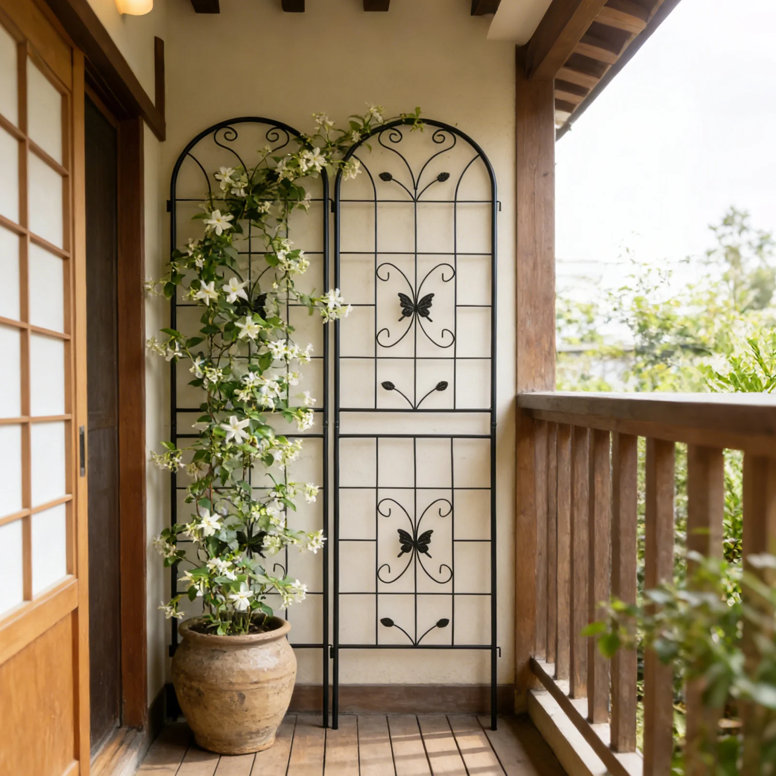 4 Pack Metal Garden Trellis 86.7 X 19.7 Rustproof Trellis for Climbing Plants Outdoor Flower Support Black