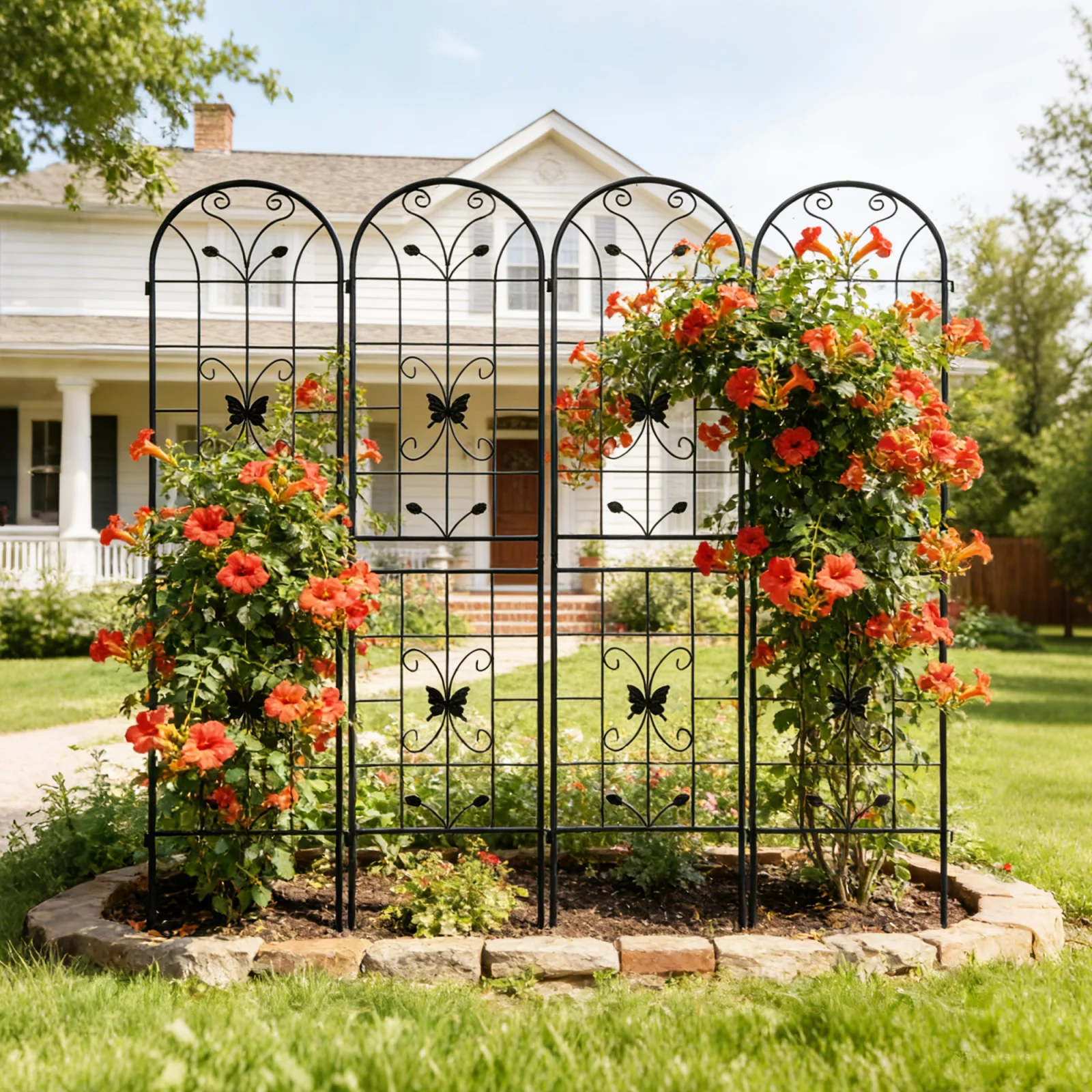 4 Pack Metal Garden Trellis 86.7 X 19.7 Rustproof Trellis for Climbing Plants Outdoor Flower Support Black