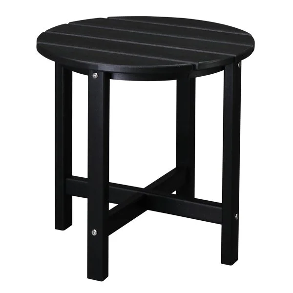 45.5x45.5x45.5cm Single Layer Round Black Hdpe Side Table